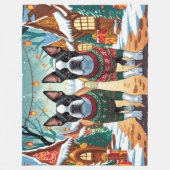 Couverture Polaire Boston Terrier Dogs Christmas Snow Holiday (Devant)