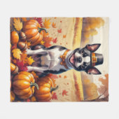 Couverture Polaire Boston Terrier En Automne Quitte L'Art Thanksgivin (Devant (Horizontal))