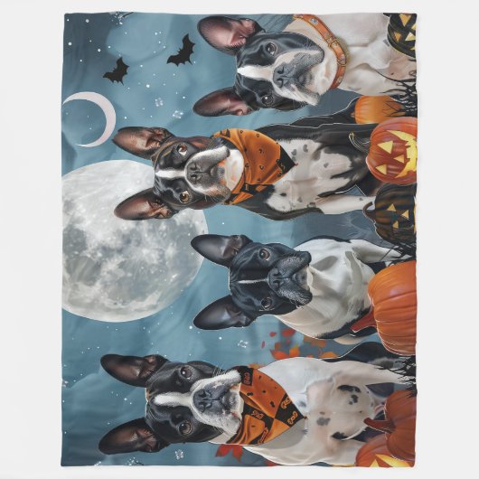 Couverture Polaire boston terrier Halloween Éffrayant (Devant)