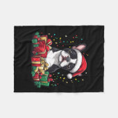 Couverture Polaire Boston Terrier Santa Hat Funny Christmas Bostie Do (Devant (Horizontal))