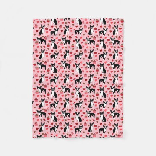 Couverture Polaire Boston Terrier Valentines Love Fabric (Devant)