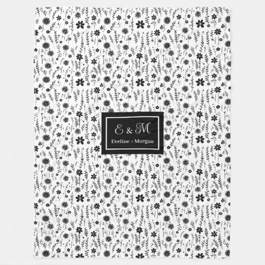 Couverture Polaire Botanical Blanket Personalized Monochrome Minimal (Devant)