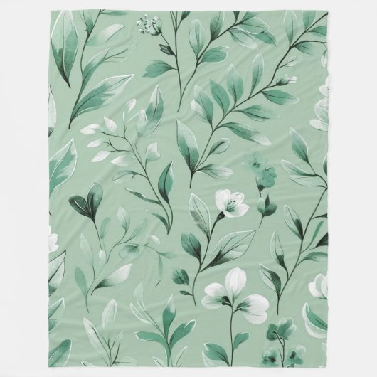 Couverture Polaire  Botanical pattern  in subtle  greens  (Devant)