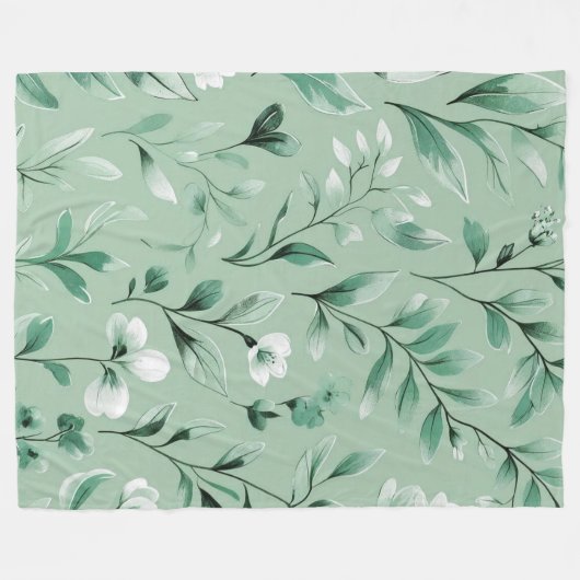 Couverture Polaire  Botanical pattern  in subtle  greens  (Devant (Horizontal))