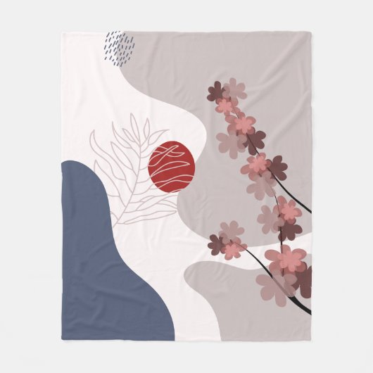 Couverture Polaire Botanique Boho Blue Magenta (Devant)