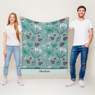 Couverture Polaire Botanique fleurs motif floral nom personnalisé