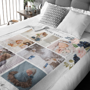 Couverture Polaire Botanique Floral Best Mom Photo Collage