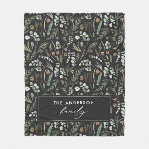 Couverture Polaire Botanique noire élégant cadeau familial moderne