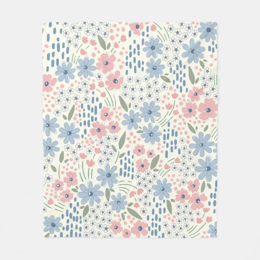 Couverture Polaire Botanique rose et bleu (Devant)