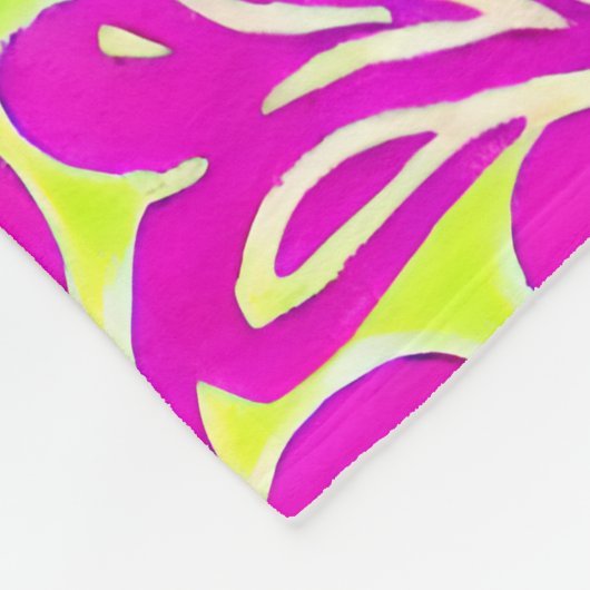 Couverture Polaire Botanique rose et jaune vif (Coin)