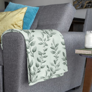 Couverture Polaire Botanique verte feuille Motif confortable