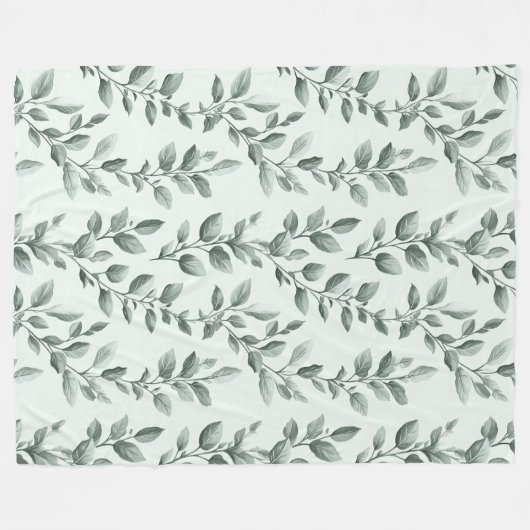 Couverture Polaire Botanique verte feuille Motif confortable (Devant (Horizontal))