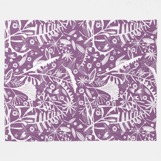 Couverture Polaire Botanique violet moderne (Devant (Horizontal))