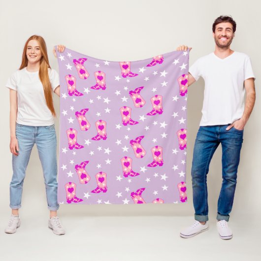 Couverture Polaire Botte rose moderne Stars Lilac (En situation)