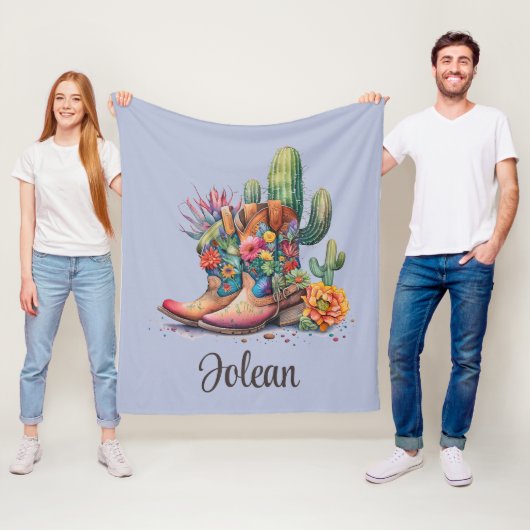 Couverture Polaire Bottes pour fille avec Cactus Blue (En situation)