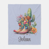 Couverture Polaire Bottes pour fille avec Cactus Blue (Devant)