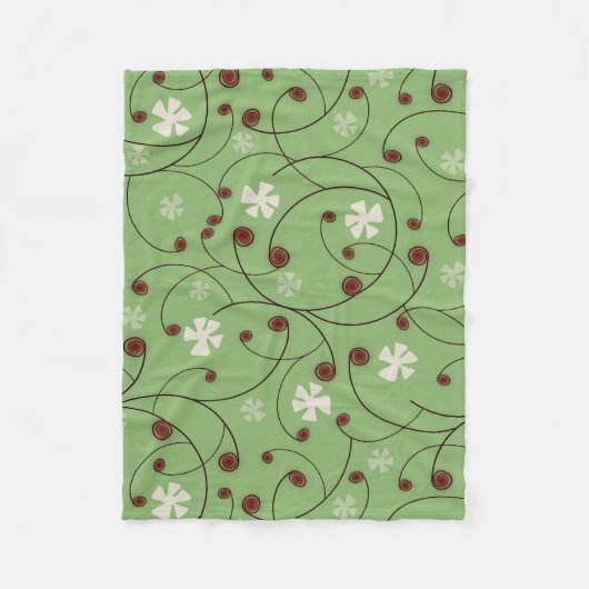 Couverture Polaire Boucles et fleurs abstraites. (Devant)
