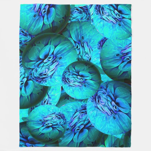 Couverture Polaire Boucles turquoise et bleue en optique 3D (Devant)