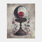Couverture Polaire Boudoir | Cristal Ball Croissant Lune Roses rouges (Devant)