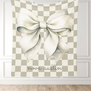 Couverture Polaire Boue Blanche tendance personnalisée avec le nom Mo