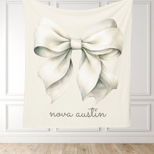 Couverture Polaire Boue Blanche tendance personnalisée avec le nom Mo