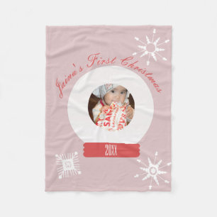 Couverture Polaire Boule à neige pour le premier Noël de bébé Flocons