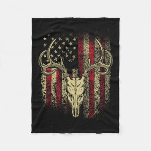 Couverture Polaire Boule Antlers Et Crâne Sur Un Drapeau Américain H