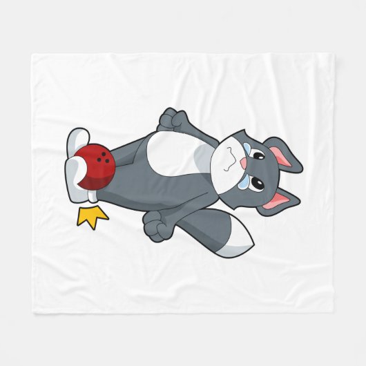 Couverture Polaire Boule de bowling de chat (Devant (Horizontal))