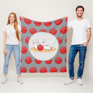 Couverture Polaire Boule de bowling frappant les quilles avec motif d