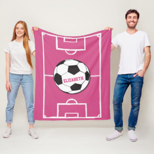 Couverture Polaire Boule de soccer personnalisée et rose de champ