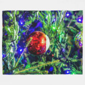 Couverture Polaire Boule rouge arbre de Noël vert (Devant (Horizontal))