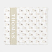 Couverture Polaire Bouledogue anglais personnalisé (blanc) (Devant (Horizontal))