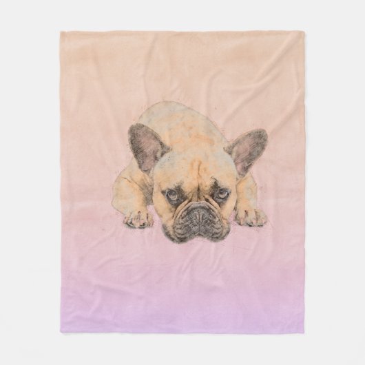 Couverture Polaire Bouledogue français - chien de Frenchie (Devant)