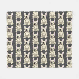 Couverture Polaire Bouledogue Français Crème