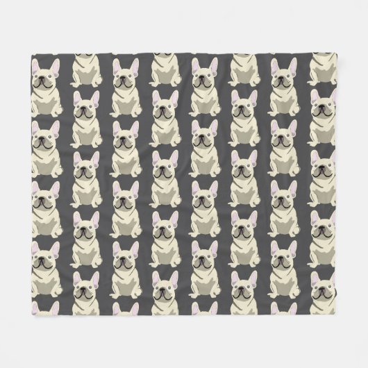 Couverture Polaire Bouledogue Français Crème (Devant (Horizontal))