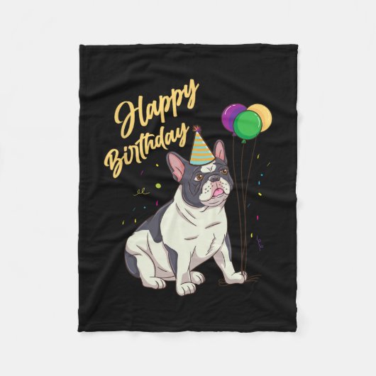 Couverture Polaire Bouledogue français d'anniversaire (Devant)