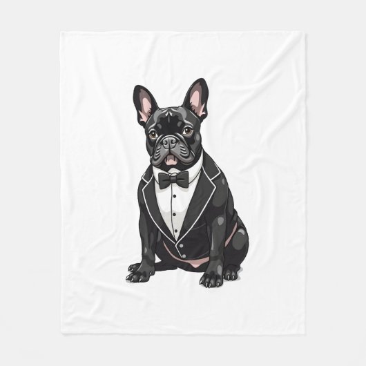 Couverture Polaire Bouledogue français en smoking (Devant)