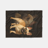 Couverture Polaire Bouledogue français - Frenchie - plaid Brown (Devant (Horizontal))