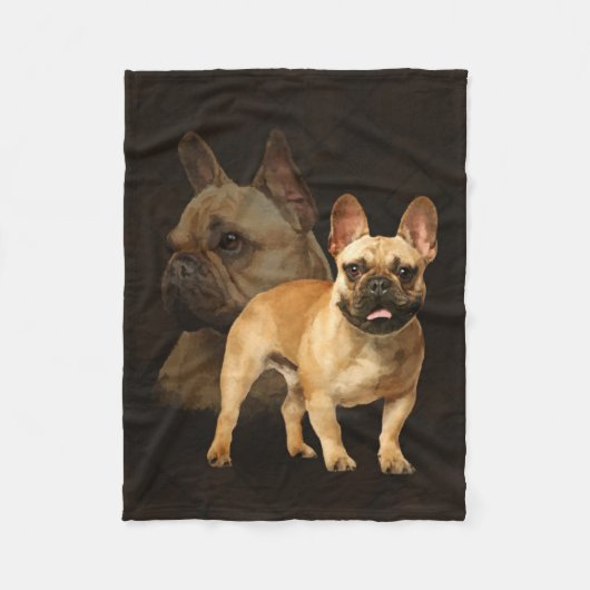 Couverture Polaire Bouledogue français - Frenchie - plaid Brown (Devant)