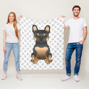 Couverture Polaire Bouledogue français noir et feu / Chien de dessin