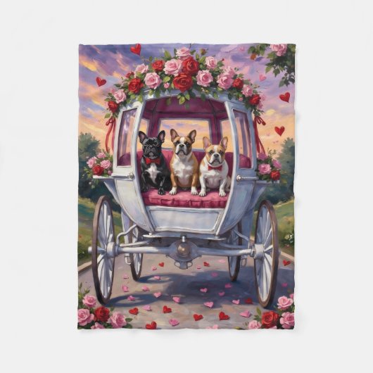Couverture Polaire Bouledogue français Saint-Valentin (Devant)