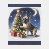 Couverture Polaire Bouledogue français sapin de Noël bouledogue (Devant)