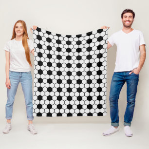 Couverture Polaire Boules de football noir et blanc Personnalisé