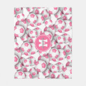 Couverture Polaire boules de football rose blanc motif monogrammed (Devant)