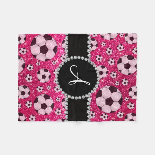 Couverture Polaire Boules de football rose rose Monogram parties scin (Devant (Horizontal))
