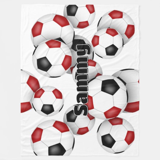 Couverture Polaire boules de football rouge noir surdimensionnées déc (Devant)