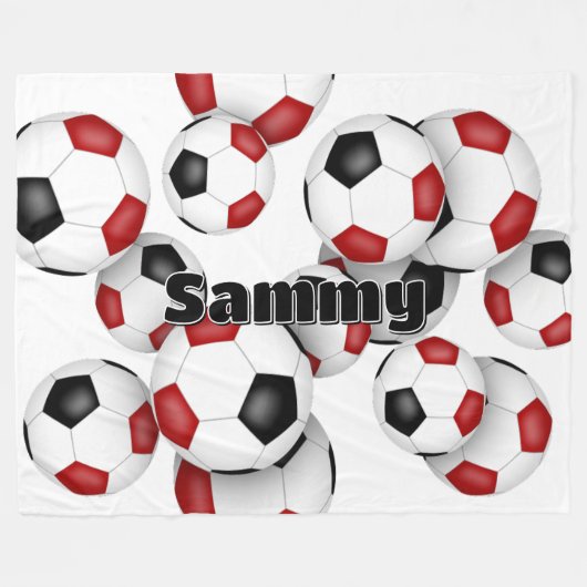Couverture Polaire boules de football rouge noir surdimensionnées déc (Devant (Horizontal))