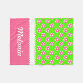 Couverture Polaire Boules de soccer rose et vert Blanche personnalisé (Devant (Horizontal))