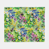 Couverture Polaire BOUMBLEBEE et fleurs (Devant (Horizontal))
