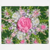 Couverture Polaire Bouquet arrière - plan vert de fleurs violet rose (Devant (Horizontal))